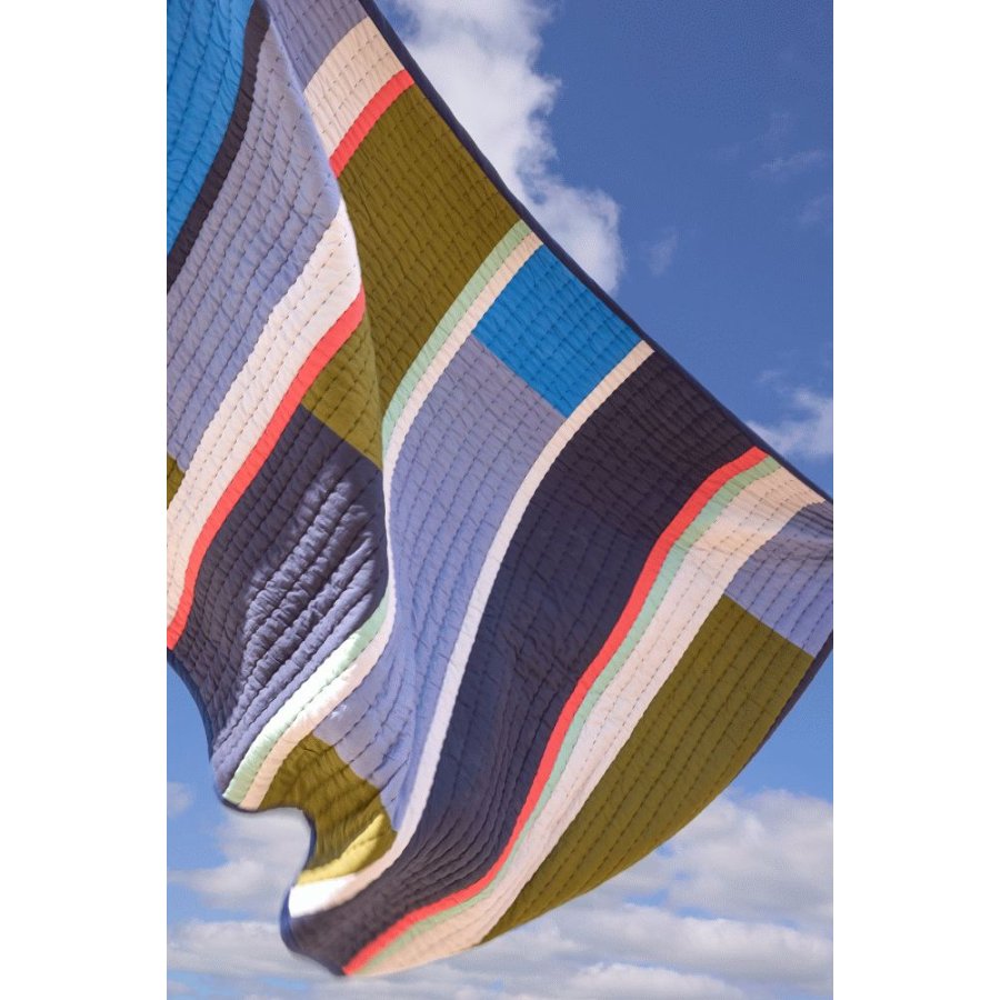 Hübsch Pavilion Decke 140x200 cm, Blau/Dunkelgrün