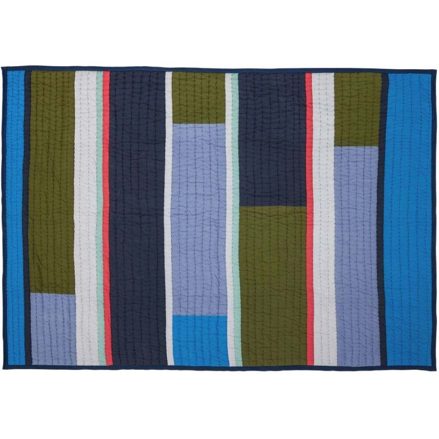 Hübsch Pavilion Decke 140x200 cm, Blau/Dunkelgrün