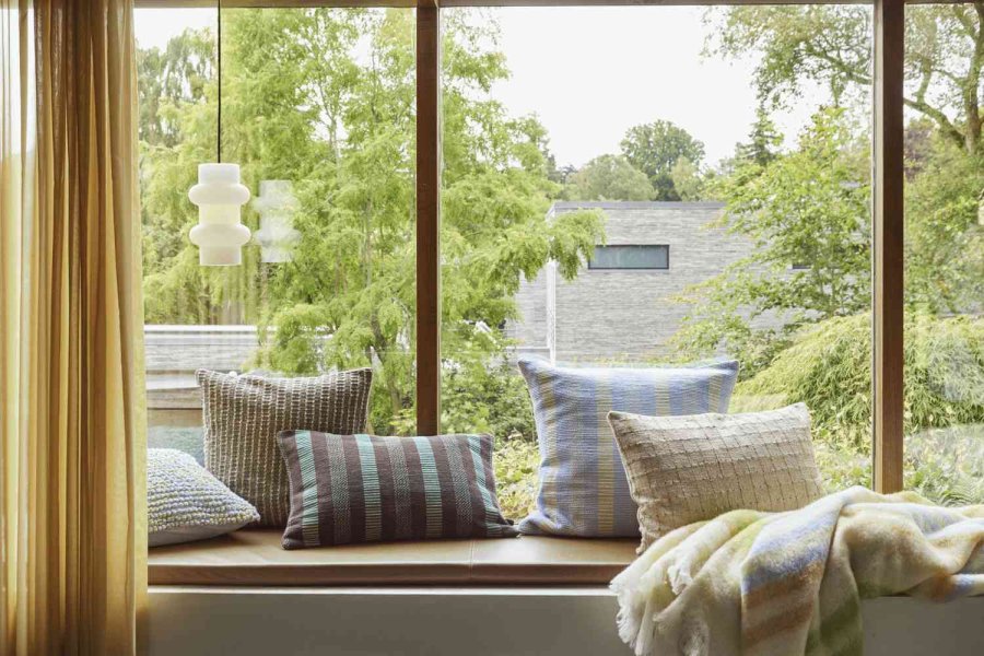 H&uuml;bsch Morph Kissen 60x60 cm, Hellblau/Gelb