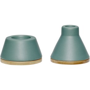 Hübsch Mix Kerzenhalter 2er Set, Grün/Natürlich