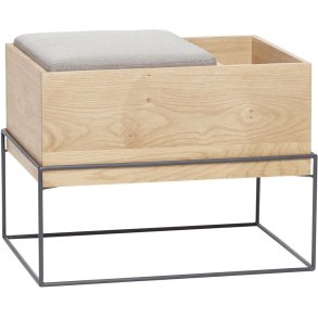 H�bsch Collect Bankje 64 cm, Grijs/Eikenhout