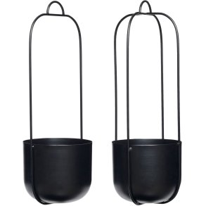 Hübsch Lotus Hængepotte 2 stk. Ø16 cm, Sort