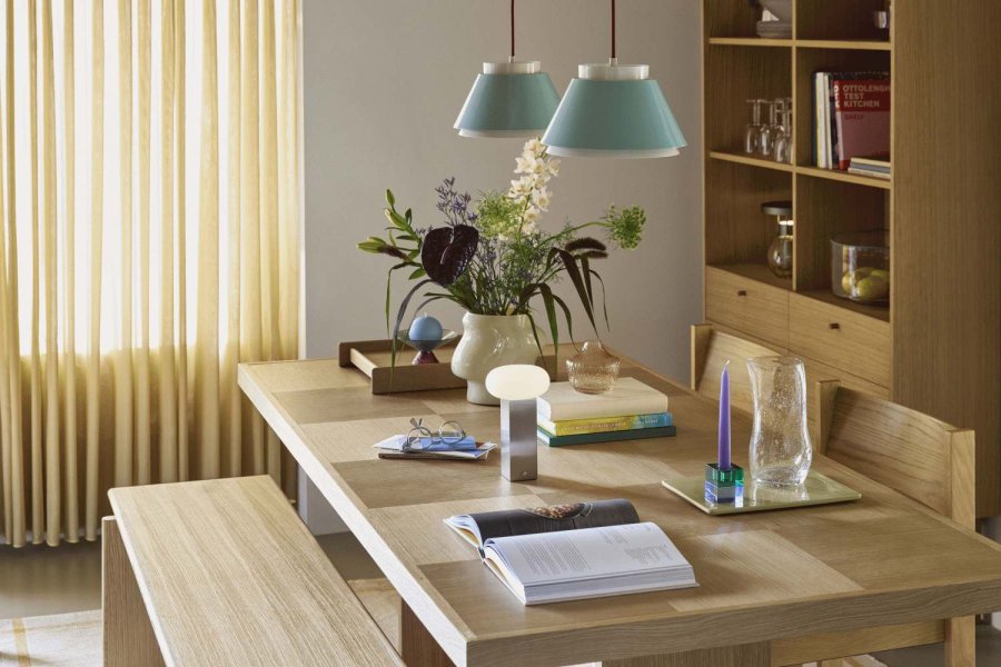 H&uuml;bsch Low Tr�dl�s Bordlampe H20 cm, Nikkel