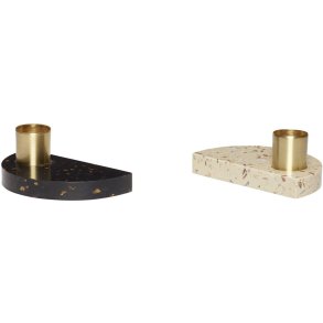 Hbsch Crescent Kerzenhalter 2er Set H4 cm, Terrazzo/Messing