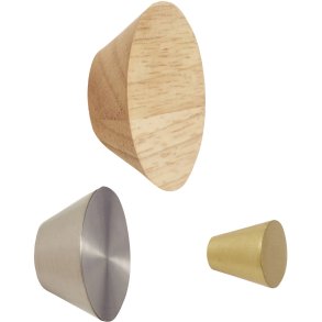 Hübsch Cone Knager 3 stk. H2 cm, Messing/Nikkel/Natur