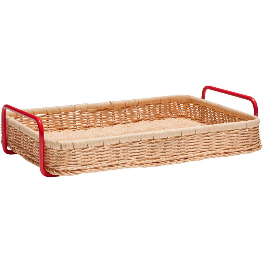 Hbsch Splint Tablett 42 cm, Rattan/Rot