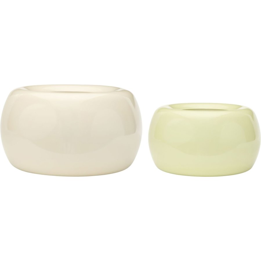 Hübsch Maru Kräutertopf 2er Set, Beige/Hellgrün