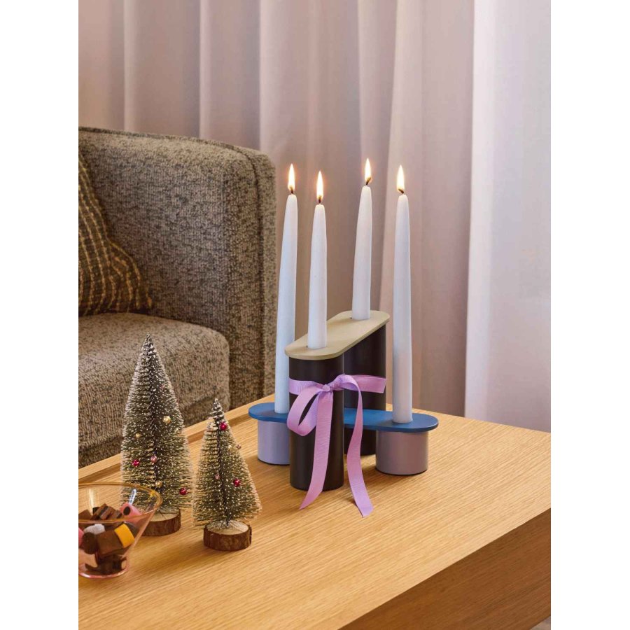 H&uuml;bsch Modu Lysestage 2 stk, Bl�/Brun/Gr�n/Lilla