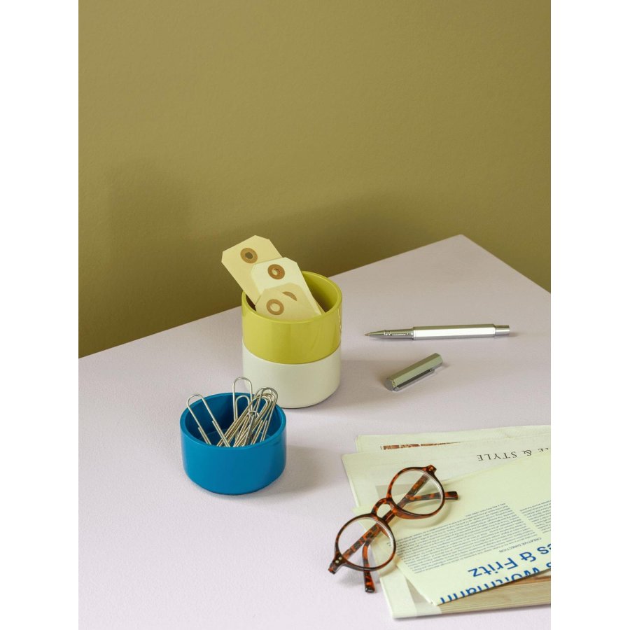 H&uuml;bsch Kanso Aufbewahrungsbox 3er Set �8 cm, Blau/Hellgrau/Gelb