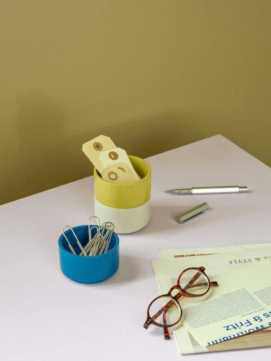 H&uuml;bsch Kanso Aufbewahrungsbox 3er Set �8 cm, Blau/Hellgrau/Gelb