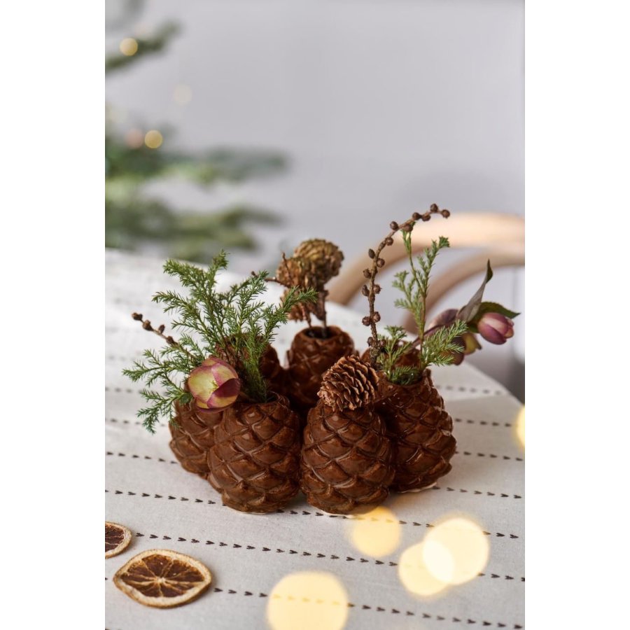 Ib Laursen Kogle Vase til 7 Blomster H6,8 cm, Brun
