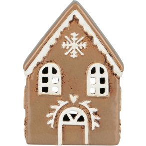 Ib Laursen Stillenat Lyshus Gingerbread Snekrystal H14 cm, Brun
