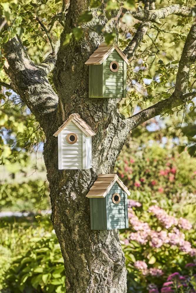 Ib Laursen Fuglehus H26 cm, Hvid/Natur