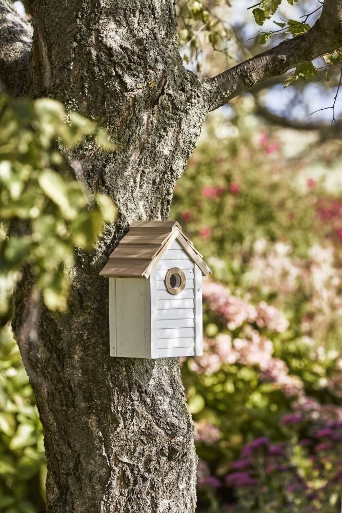 Ib Laursen Fuglehus H26 cm, Hvid/Natur