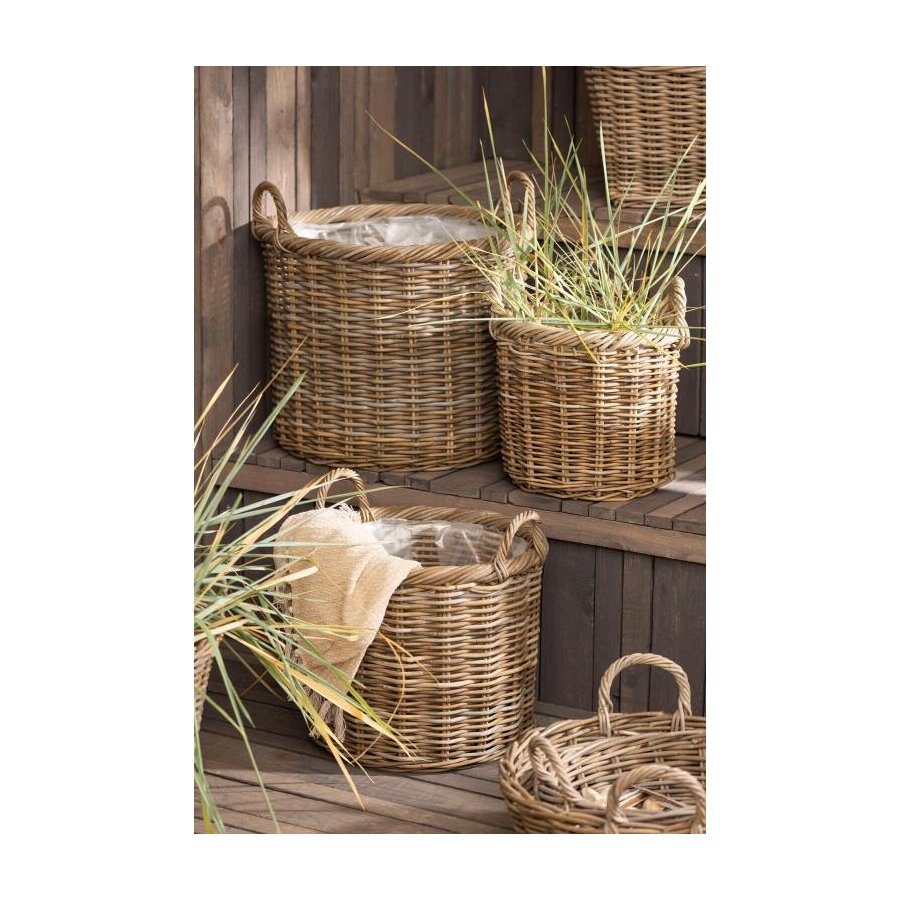 Ib Laursen Korb rund 3er Set, Rattan