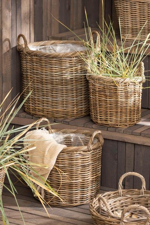 Ib Laursen Korb rund 3er Set, Rattan