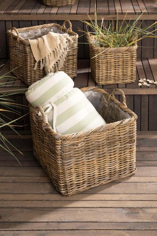 Ib Laursen Korb quadratisch 2er Set, Rattan