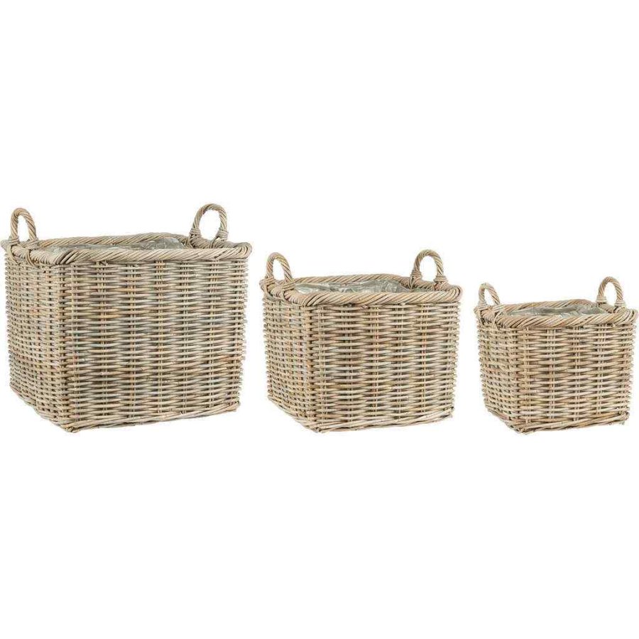 Ib Laursen Korb quadratisch 2er Set, Rattan