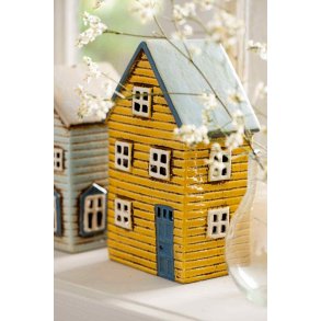 Ib Laursen Thorshavn Lyshus H18,5 cm, Gul/Blå