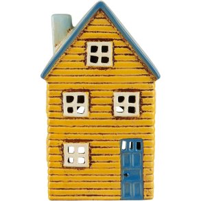 Ib Laursen Thorshavn Lyshus H18,5 cm, Gul/Blå