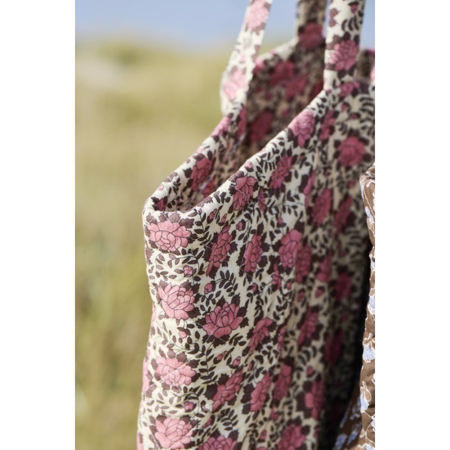 Ib Laursen Quiltet Taske, Natur/Rosa/Brun