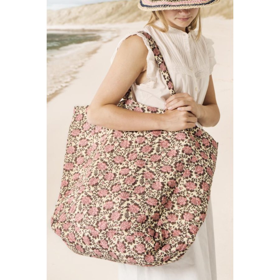Ib Laursen Quiltet Taske, Natur/Rosa/Brun