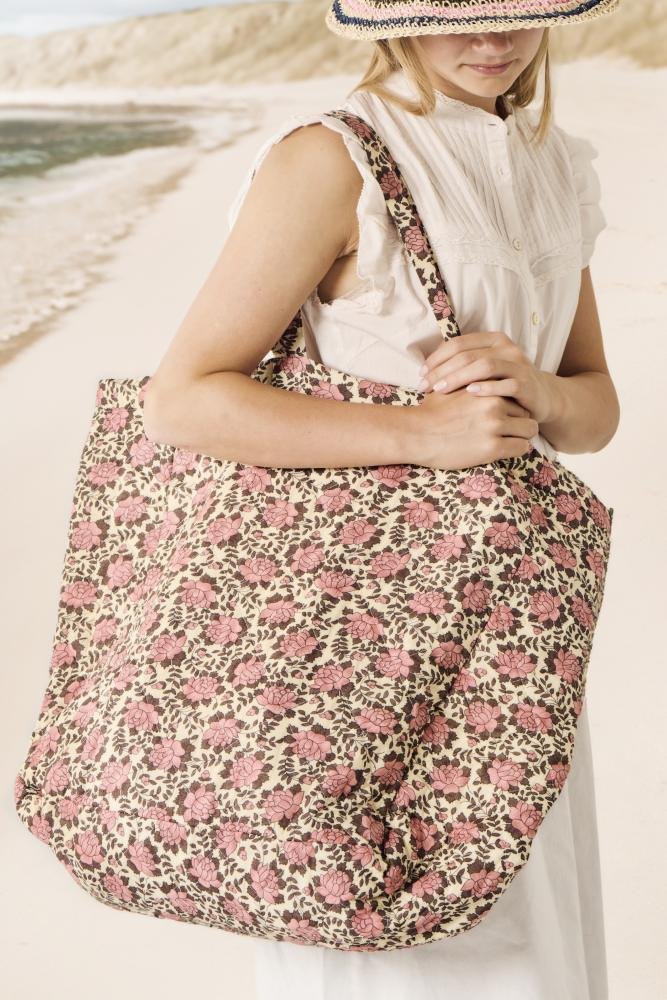 Ib Laursen Quiltet Taske, Natur/Rosa/Brun