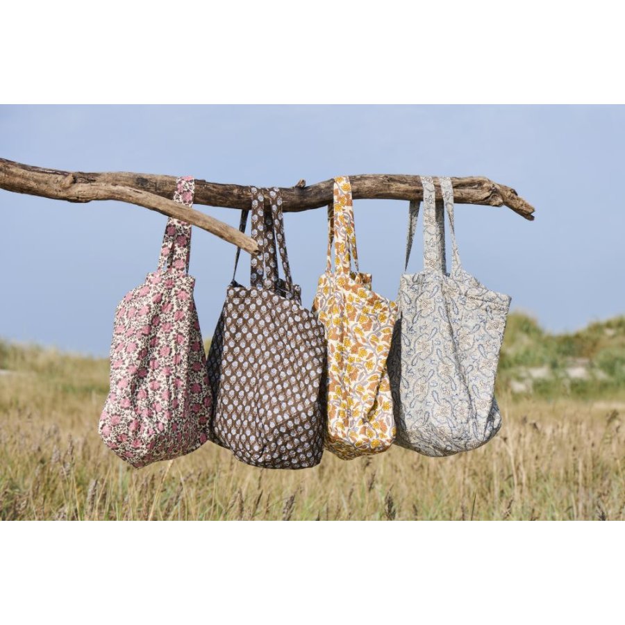 Ib Laursen Quiltet Taske, Natur/Gr/Gul/Orange