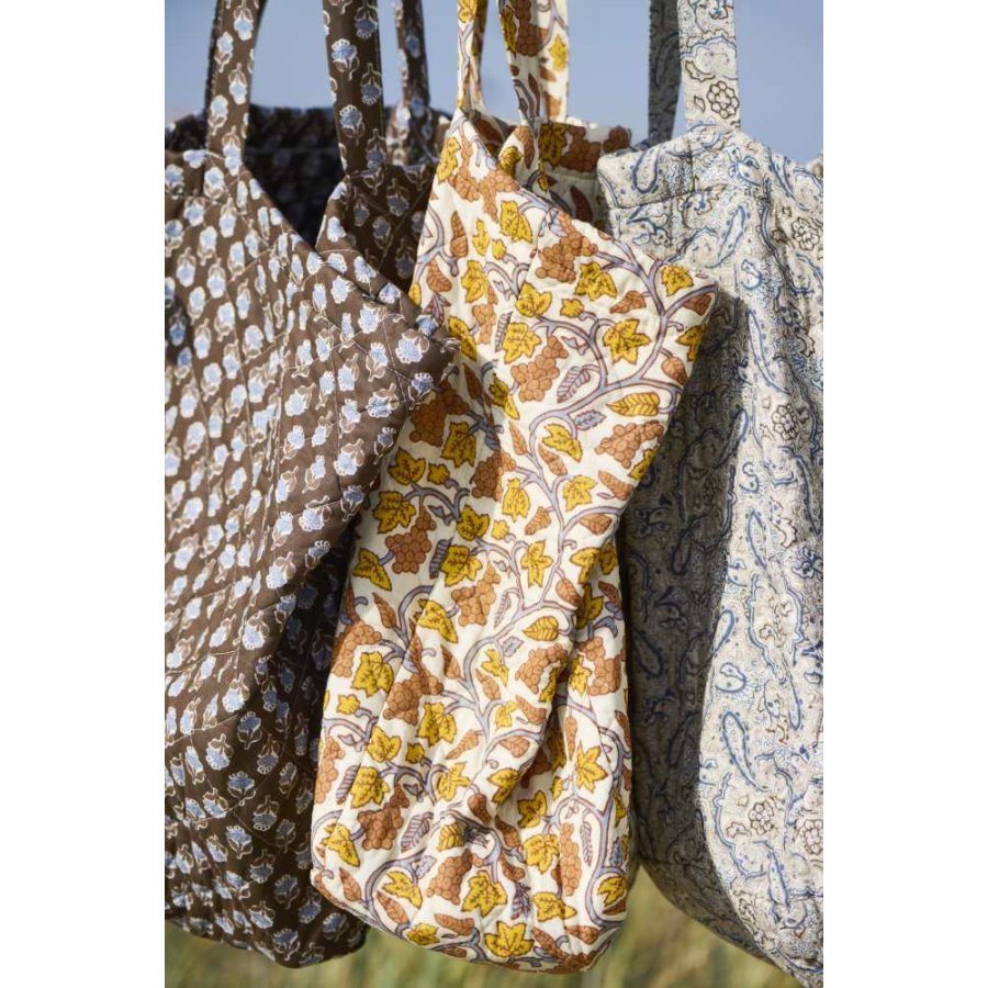 Ib Laursen Quiltet Taske, Natur/Gr/Gul/Orange