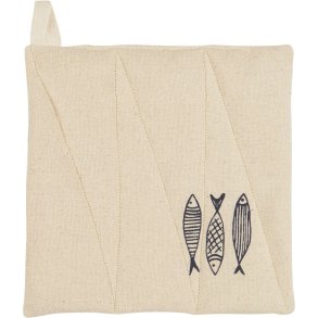 Ib Laursen Marlin Grydelap 20x21,5 cm, Natur/Blå
