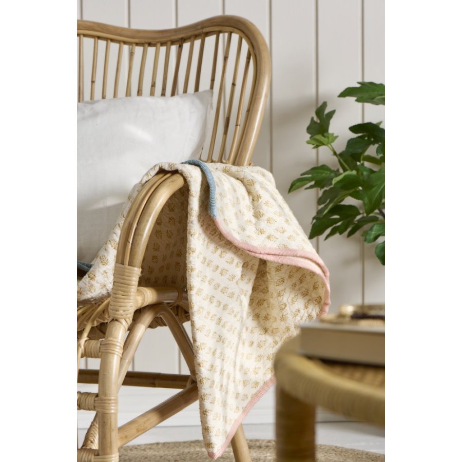 Ib Laursen Vigga Plaid Dobbeltvvet 130x170 cm, Mustard/Neutral