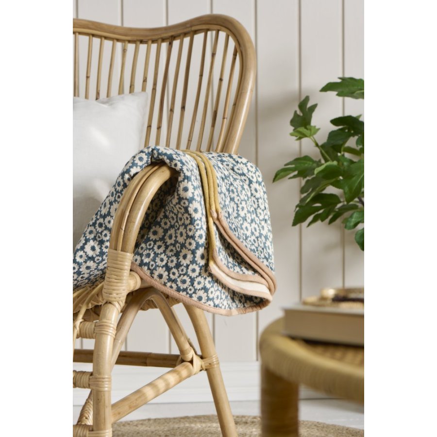 Ib Laursen Vigga Plaid Dobbeltvvet 130x170 cm, Petrol/Neutral