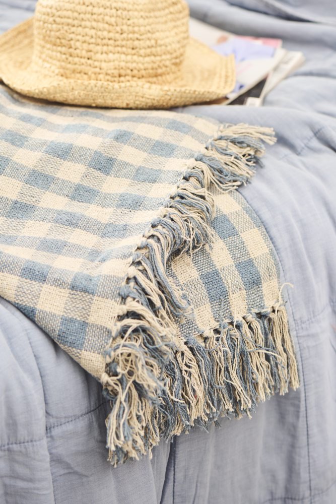 Ib Laursen Plaid 130x160 cm, Natur/Lysebl