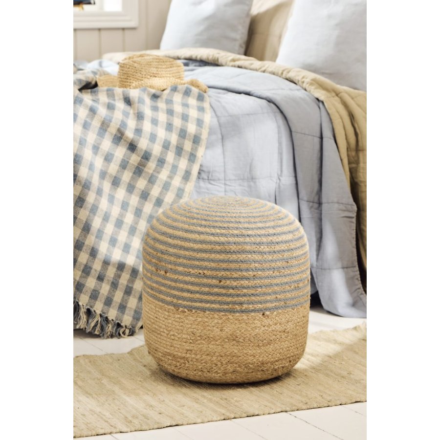 Ib Laursen Puf 40 cm, Jute/Bl
