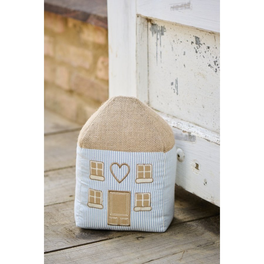 Ib Laursen Deurstopper Huis 22x15 cm, Wit/Lichtblauw