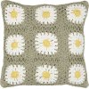 Ib Laursen Hklet Pudebetrk 50x50 cm, Stvgrn/Hvid/Gul