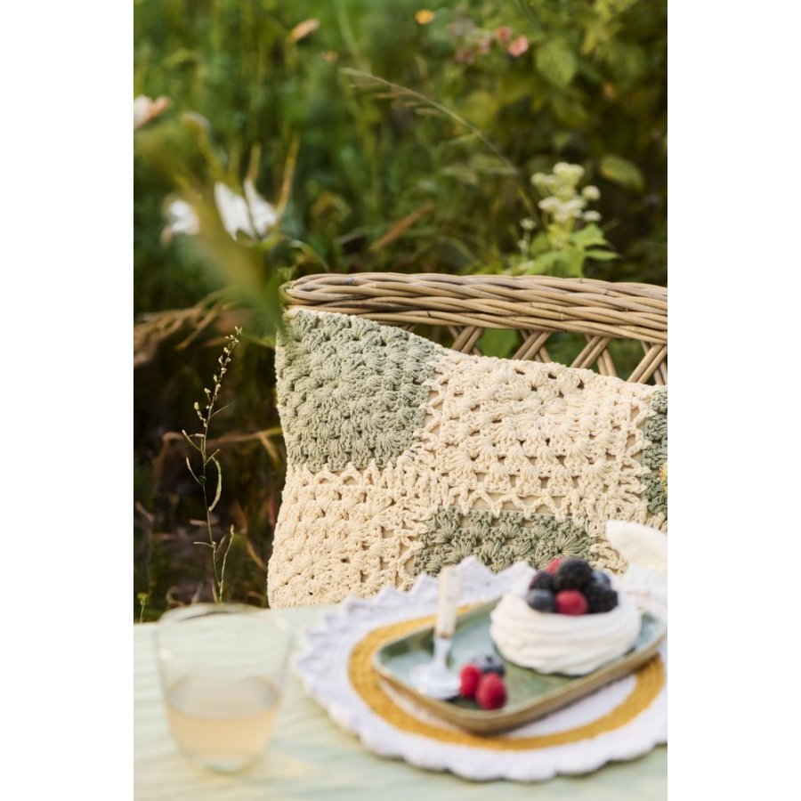 Ib Laursen Hklet Pudebetrk 50x50 cm, Creme/Grn/Off White