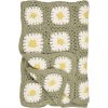 Ib Laursen Hklet Plaid 130x170 cm, Stvgrn/Hvid/Gul