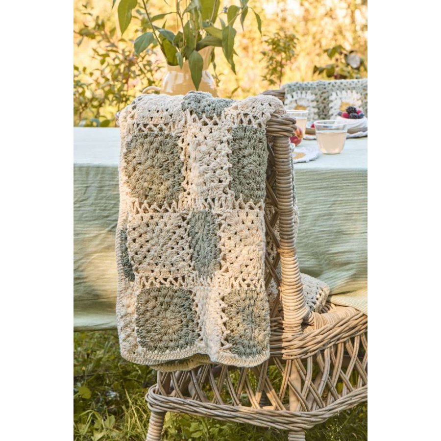 Ib Laursen Hklet Plaid 130x170 cm, Creme/Grn