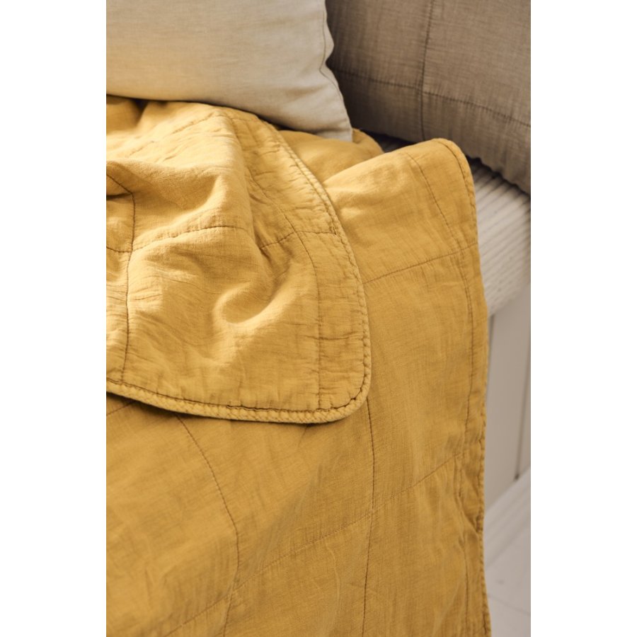Ib Laursen Vintage Quilt Tagesdecke 240x240 cm, Gelb ernten