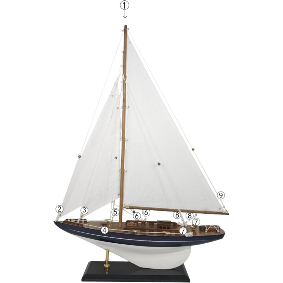 Ib Laursen Sejlskib 61,8 cm, Mrkbl/Hvid