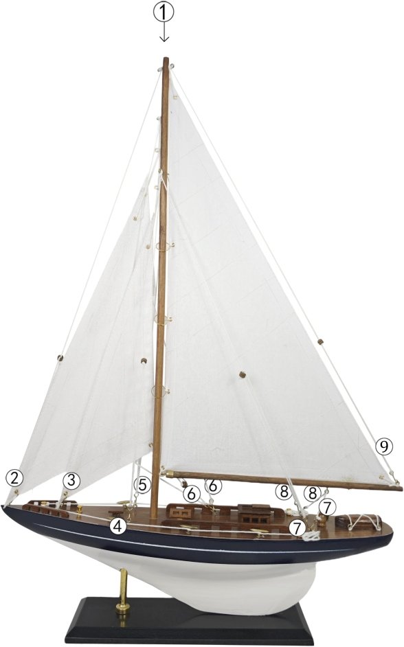 Ib Laursen Sejlskib 61,8 cm, Mrkbl/Hvid