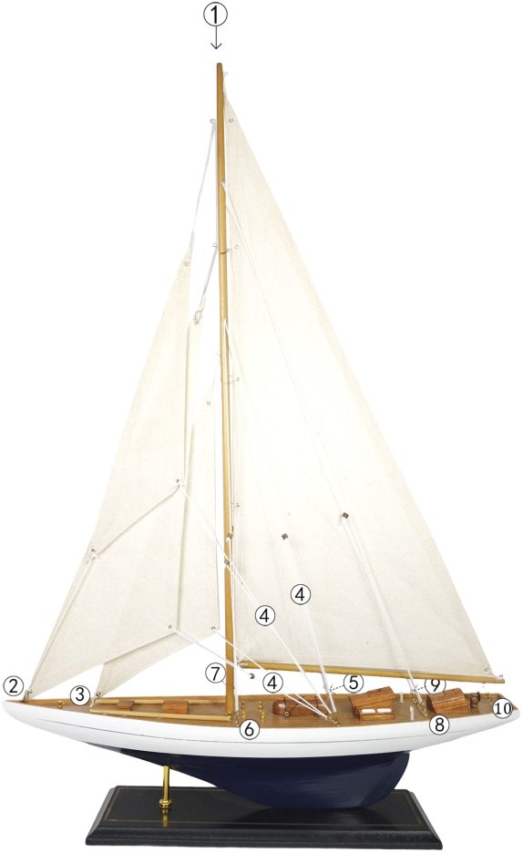 Ib Laursen Sejlskib 87,5 cm, Hvid/Hr
