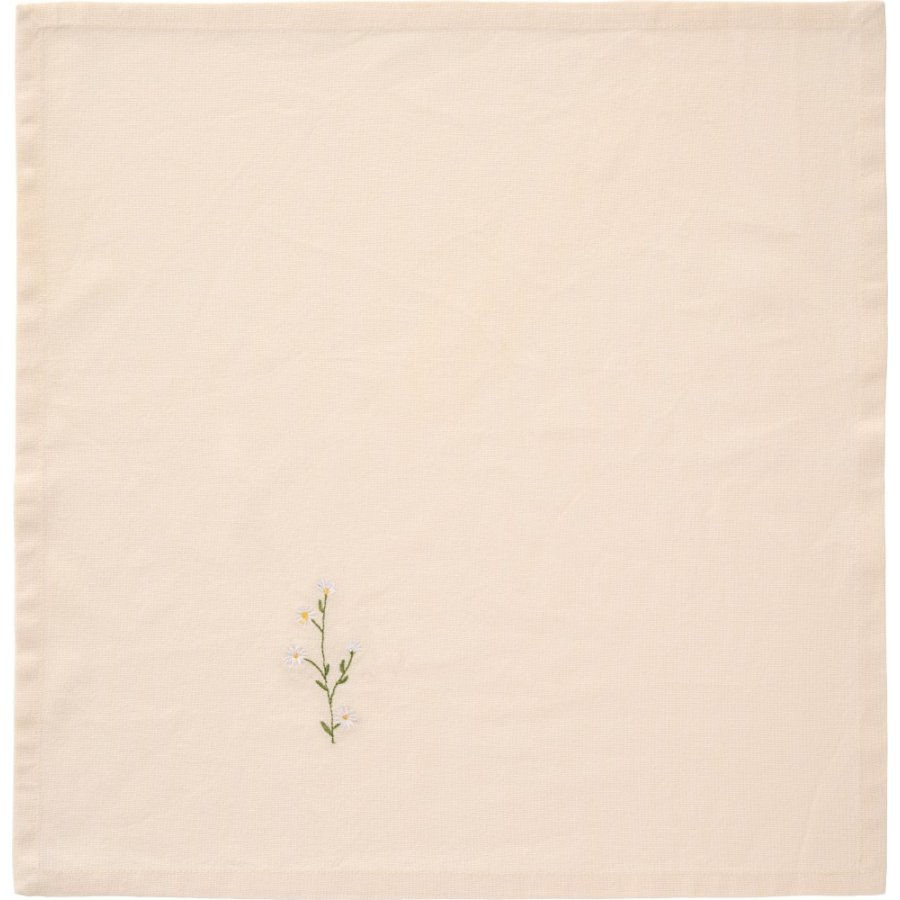 Ib Laursen Flora Stofserviet Hvide Margueritter 40x40 cm, Butter Cream