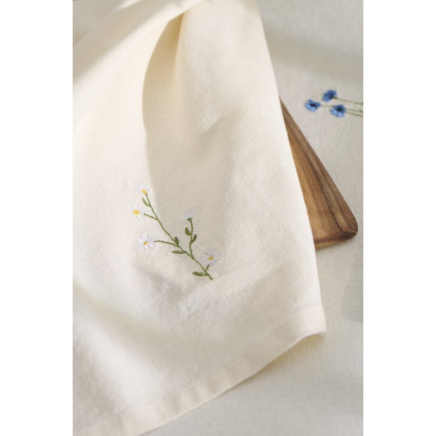 Ib Laursen Flora Stofserviet Hvide Margueritter 40x40 cm, Butter Cream