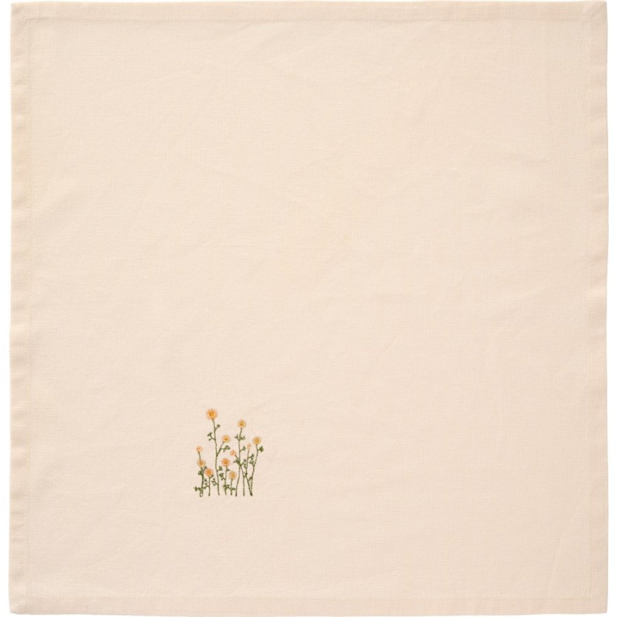 Ib Laursen Flora Stofserviet Gule Smrblomster 40x40 cm, Butter Cream