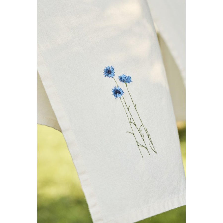 Ib Laursen Flora Viskestykke Bl Kornblomster 50x70 cm, Butter Cream