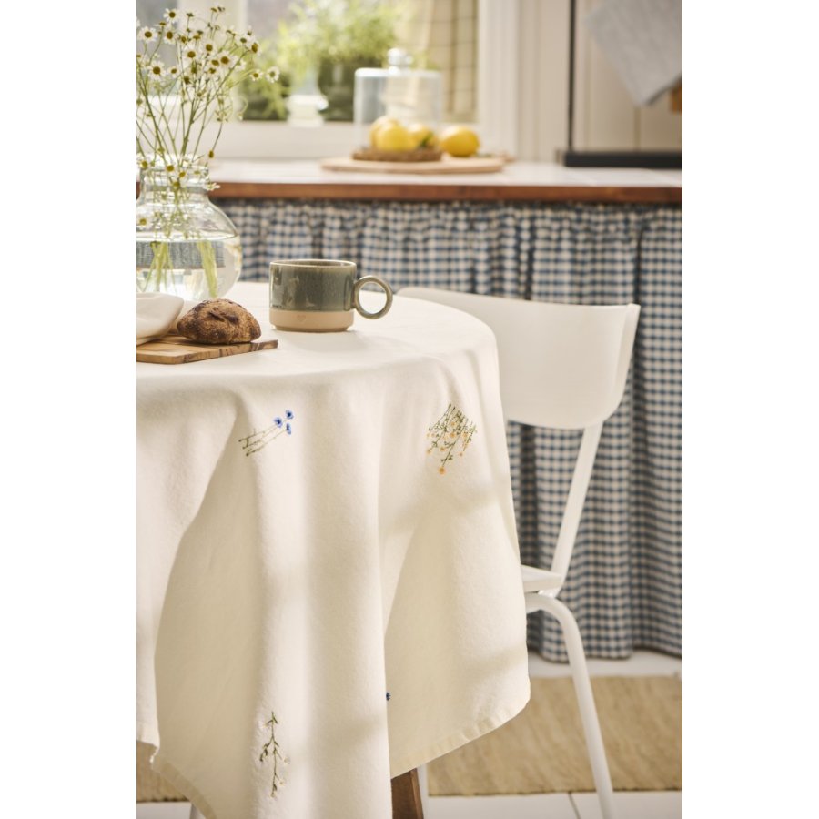 Ib Laursen Flora Tischdecke Blumen 150x150 cm, Butter Cream
