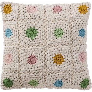 Ib Laursen Geh&auml;kelte Kissenbezug 50x50 cm, Creme/Multi