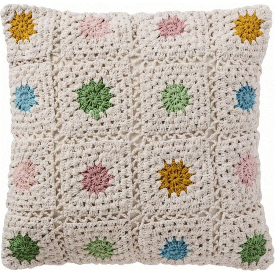 Ib Laursen Geh�kelte Kissenbezug 50x50 cm, Creme/Multi